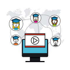 distance education flat icons vector illustration design