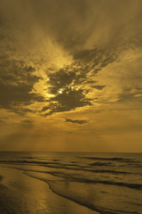 abstract sunset on the beach and golden filter