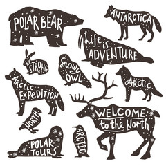 Polar Animals Silhouettes 