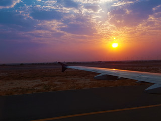 Landing At Sunset In The Deserts Of Arabia