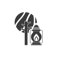 tree forest with camping icon vector illustration design