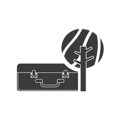 tree forest with camping icon vector illustration design