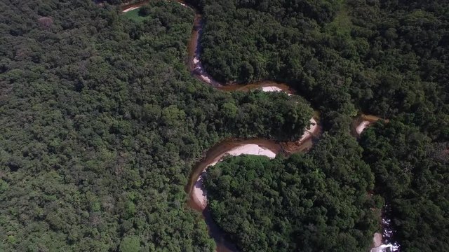 Aerial View of River in Rainforest, Brazil