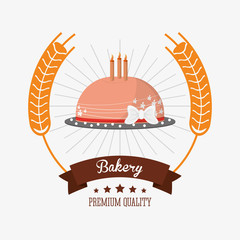 flat design cake bakery related emblem image vector illustration 