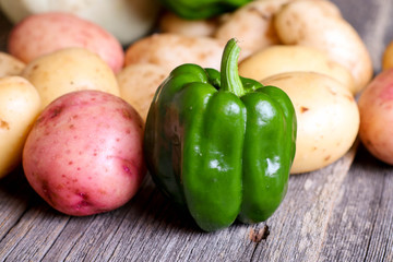 Fresh vegetables potato and Green Pepper