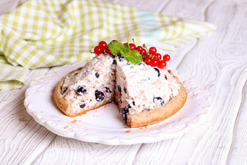 Berry slice of pie, cake with currant cuted dessert.