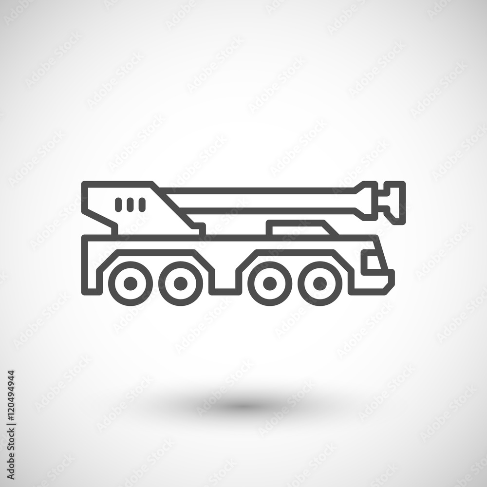 Wall mural Heavy mobile crane line icon