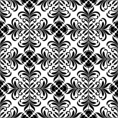 Floral seamless pattern with decoration tracery on a white backg