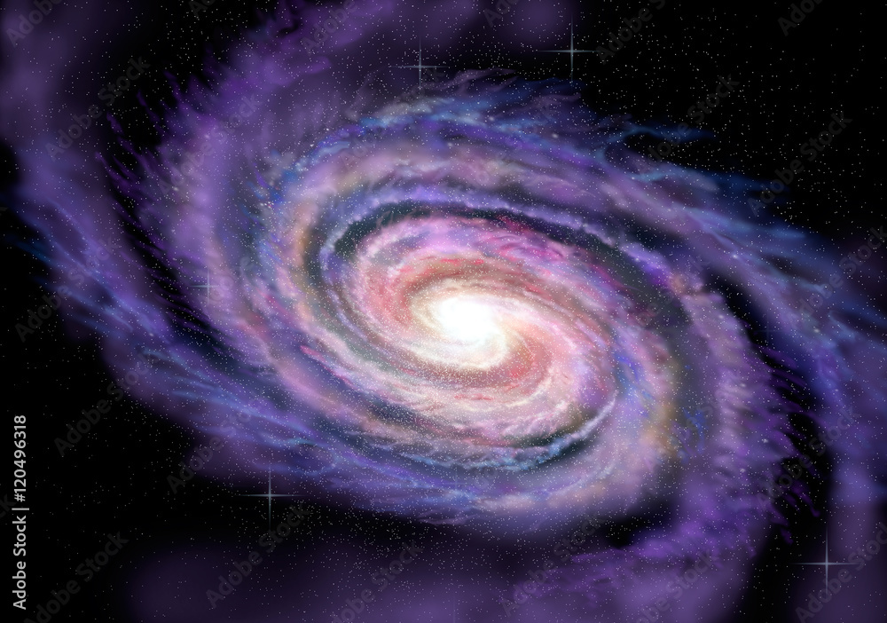 Wall mural spiral galaxy in deep spcae, 3d illustration