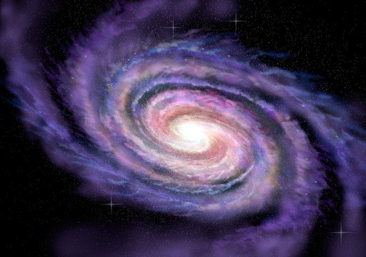 Spiral Galaxy in deep spcae, 3D illustration