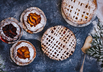 Fruit galette and lattice pie crust.