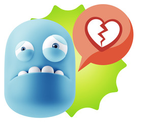 3d Illustration Sad Character Emoji Expression saying Broken Hea