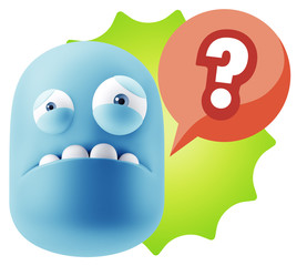 3d Illustration Sad Character Emoji Expression saying Question M