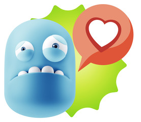3d Illustration Sad Character Emoji Expression saying Heart Shap