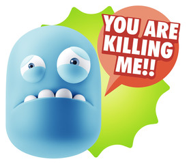 3d Illustration Sad Character Emoji Expression saying You are Ki