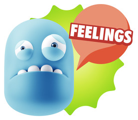 3d Illustration Sad Character Emoji Expression saying Feelings w