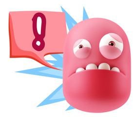 3d Illustration Sad Character Emoji Expression saying Exclamatio