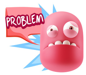 3d Illustration Sad Character Emoji Expression saying Problem wi