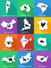 Państwa świata i zwierzęta - symbole tych państw