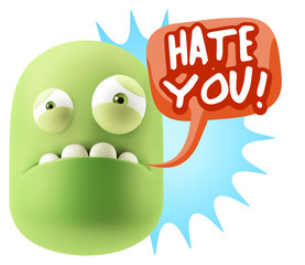 3d Illustration Sad Character Emoji Expression saying Hate You w