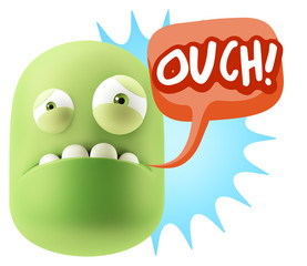 3d Illustration Sad Character Emoji Expression saying Ouch! with