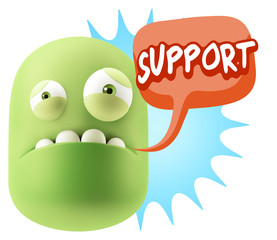 3d Illustration Sad Character Emoji Expression saying Support wi
