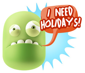 3d Illustration Sad Character Emoji Expression saying I Need Hol