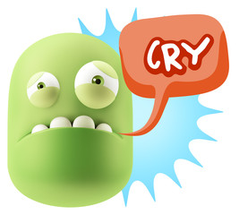 3d Illustration Sad Character Emoji Expression saying Cry with C