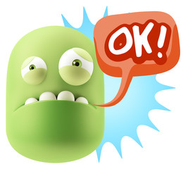 3d Illustration Sad Character Emoji Expression saying OK with Co