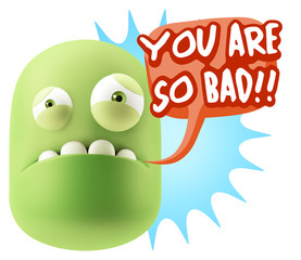 3d Illustration Sad Character Emoji Expression saying You are so