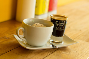 Affogato coffee with ice cream