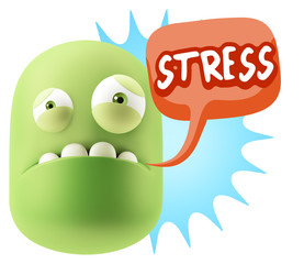 3d Illustration Sad Character Emoji Expression saying Stress wit