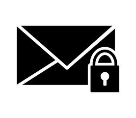 flat design message envelope and safety lock  icon vector illustration 