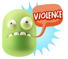 3d Illustration Sad Character Emoji Expression saying Violence w