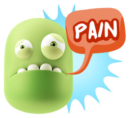 3d Illustration Sad Character Emoji Expression saying Pain with