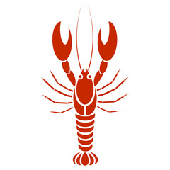 Vector isolated crayfish or lobster. Simple flat design