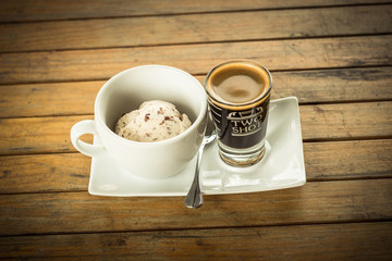 Affogato coffee with ice cream
