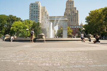 washington square park at summer day