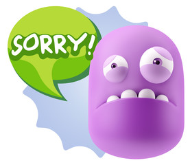 3d Illustration Sad Character Emoji Expression saying Sorry with