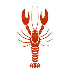 Vector isolated crayfish or lobster. Simple design with red and orange gradient