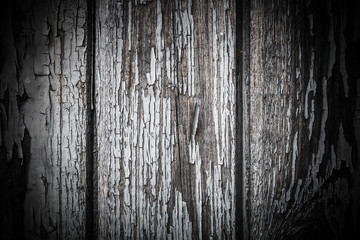 The old wooden houses painted wall. Closeup view. Selective focu