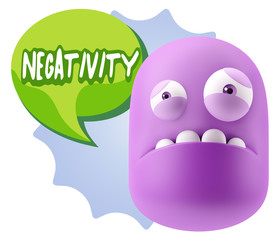 3d Illustration Sad Character Emoji Expression saying Negativity