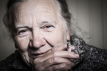 Portrait of an elderly woman. Toned
