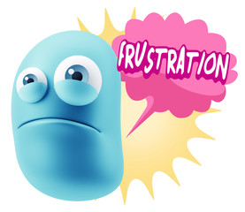 3d Illustration Sad Character Emoji Expression saying Frustratio