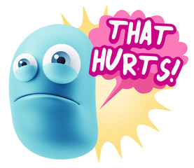 3d Illustration Sad Character Emoji Expression saying That Hurts