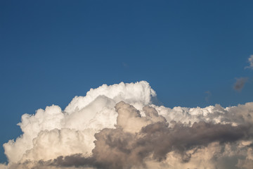 Blue sky with white clouds like a mountain