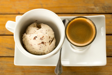 Affogato coffee with ice cream