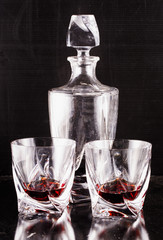 Liquor in perfect elegant glasses and bottle