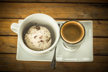 Affogato coffee with ice cream