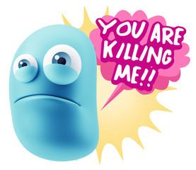 3d Illustration Sad Character Emoji Expression saying You are Ki